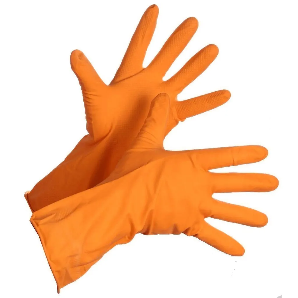 3150 1 Pair Flock line Reusable Rubber Household Hand Gloves - Orange