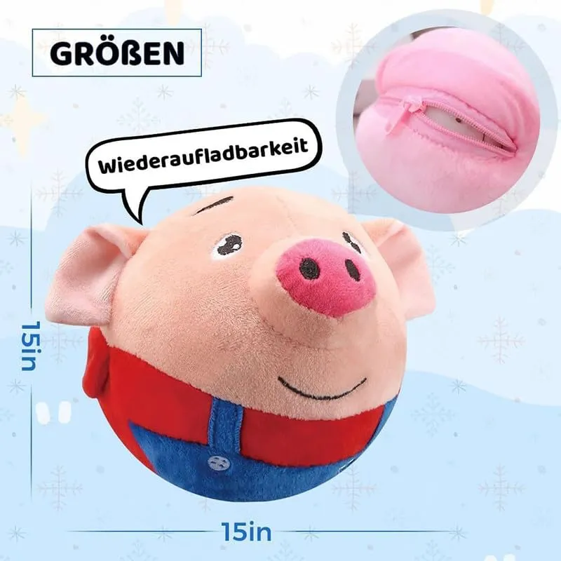 Active Moving Pet Plush Toy, 2024 New Squeaky Moving Dog Ball Toy Interactive Dog Puppy Toys Washable Cartoon Pig Plush Sound Electronic Dog Toy Shake Bounce Boredom Talking Toys (Pink, Pig)