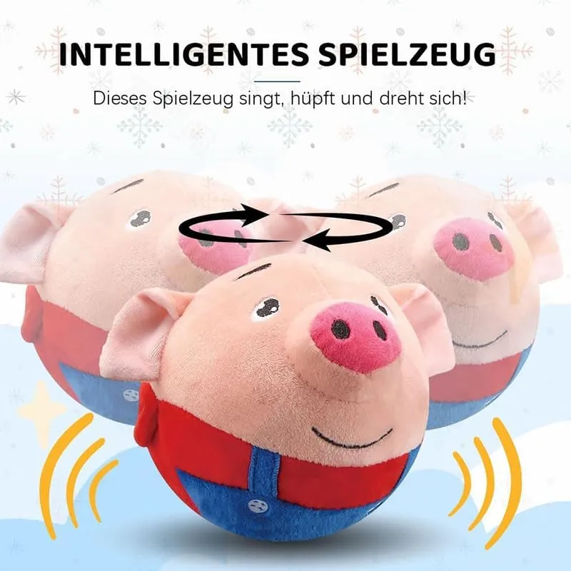 Active Moving Pet Plush Toy, 2024 New Squeaky Moving Dog Ball Toy Interactive Dog Puppy Toys Washable Cartoon Pig Plush Sound Electronic Dog Toy Shake Bounce Boredom Talking Toys (Pink, Pig)