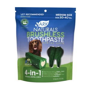 Ark Naturals BREATH-LESS Brushless-Toothpaste Dental Chew for Medium Dogs