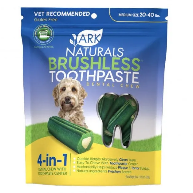 Ark Naturals Brushless-Toothpaste Medium Dog Treats