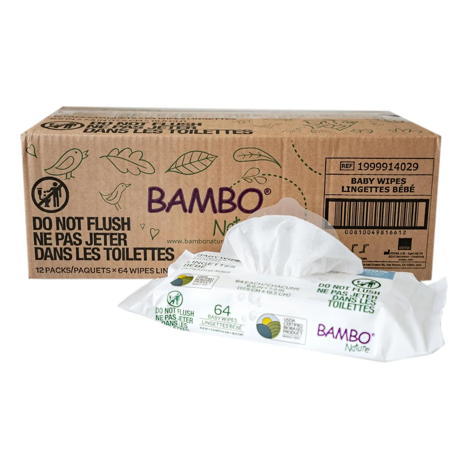 Bambo Nature Baby Wipes, 99% Water, 0% Fragrance and Alcohol