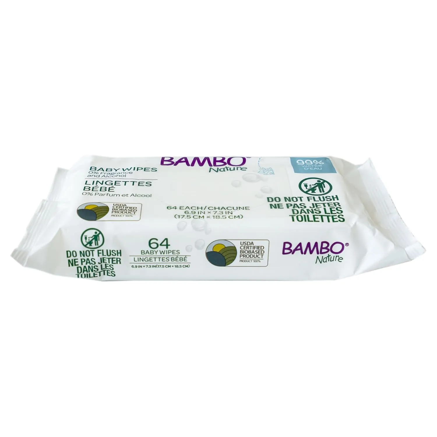 Bambo Nature Baby Wipes, 99% Water, 0% Fragrance and Alcohol