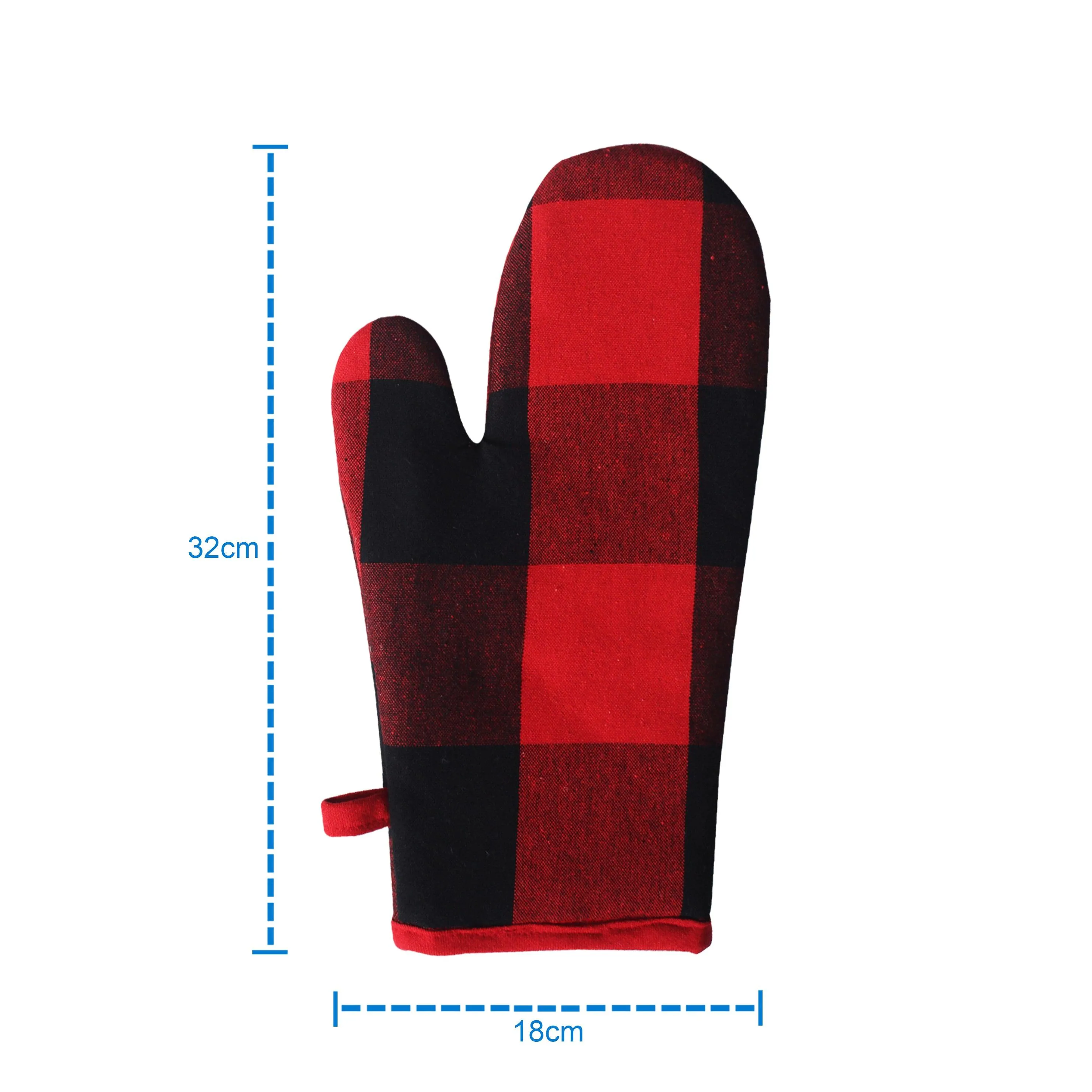 Cotton Big Check Oven Gloves Pack Of 2