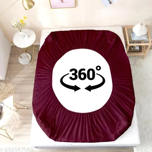 Cotton Quilted Waterproof Mattress Cover - Maroon