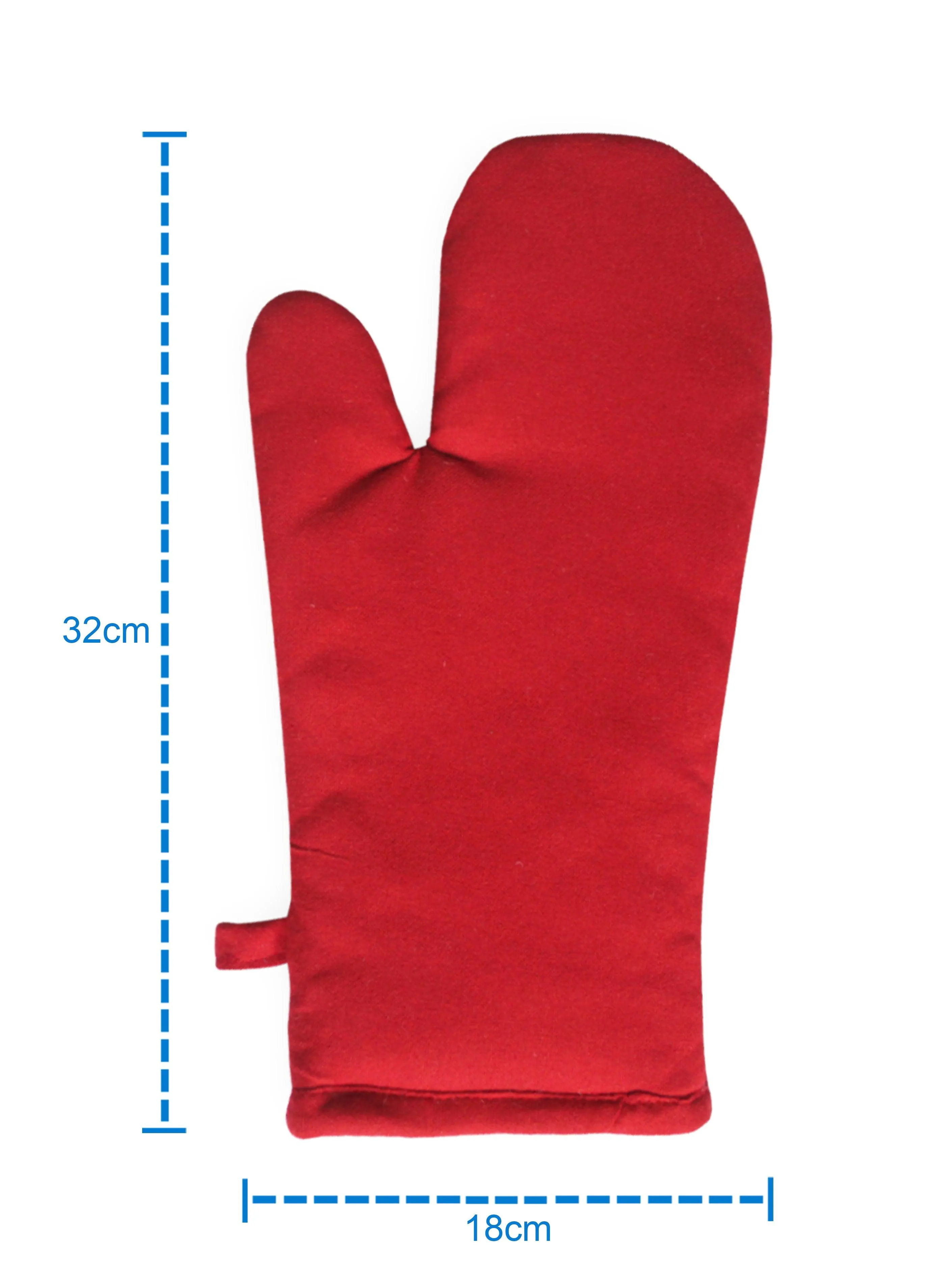 Cotton Solid Red Oven Gloves Pack Of 2