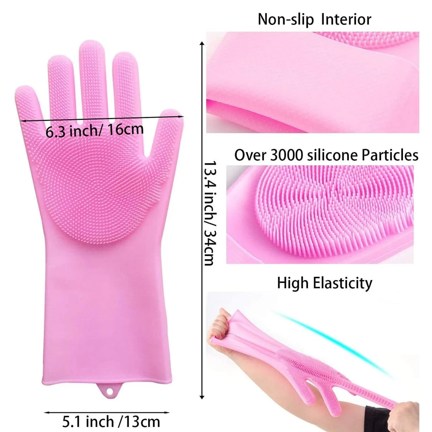 Dishwashing Gloves with Scrubber| Silicone Cleaning Reusable Scrub Gloves for Wash Dish Kitchen| Bathroom| Pet Grooming Wet and Dry Glove (1 Pc Left Hand Gloves)