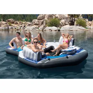 Intex Blue Tropic Lake Island inflatable float with refrigerator and Intex cup holders