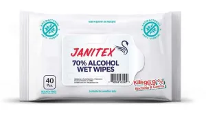 Janitex Alcohol Sanitizing Wet Wipes case of 32 packs of 40 wipes