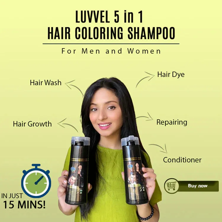 Luvvel Imported - Hair Color Shampoo (BLACK) 200ml