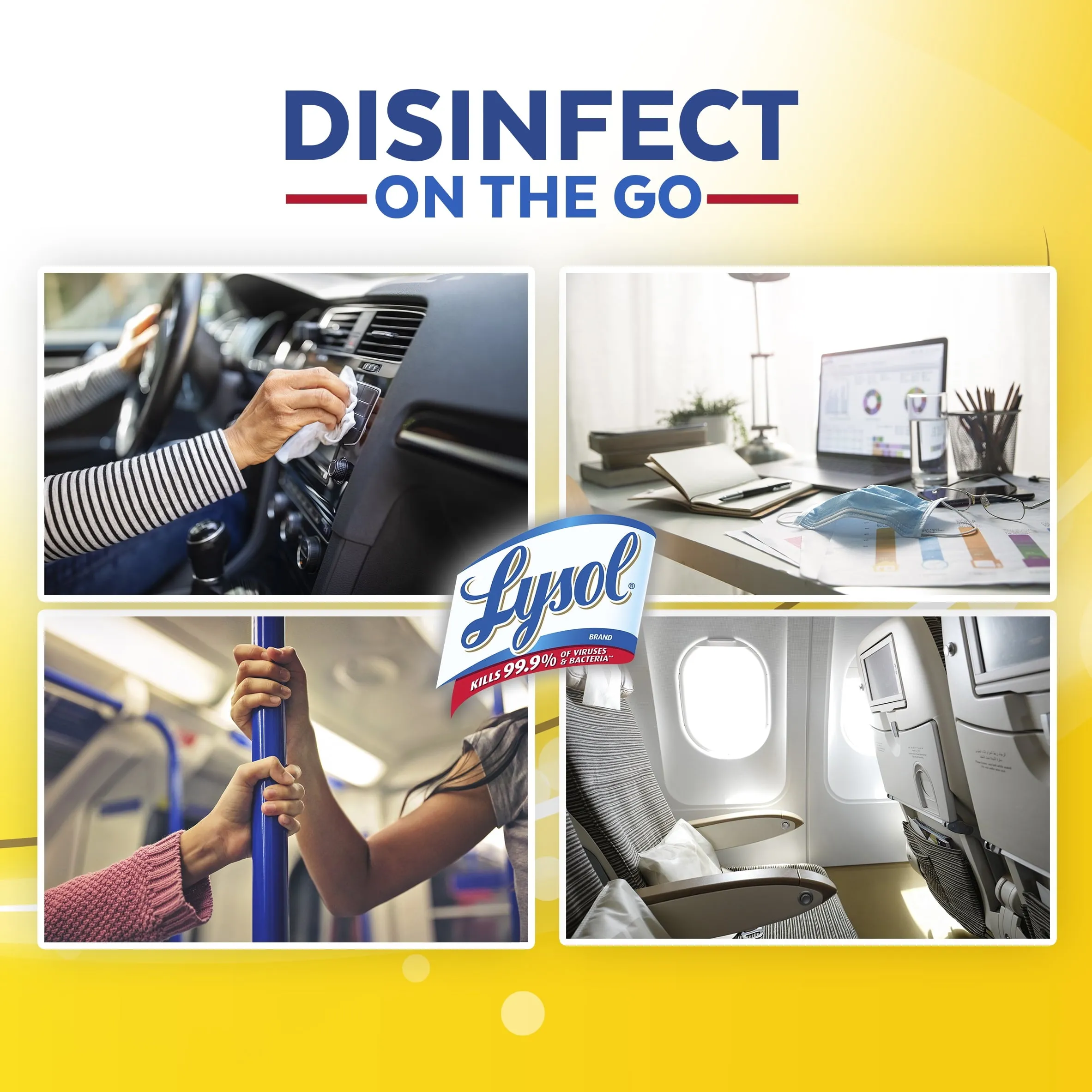 Lysol To Go Disinfectant Wipes, Travel Size Multi-Surface Antibacterial Cleaning Wipes, For On the Go Disinfecting and Cleaning, Lemon and Lime Blossom, 15ct Count