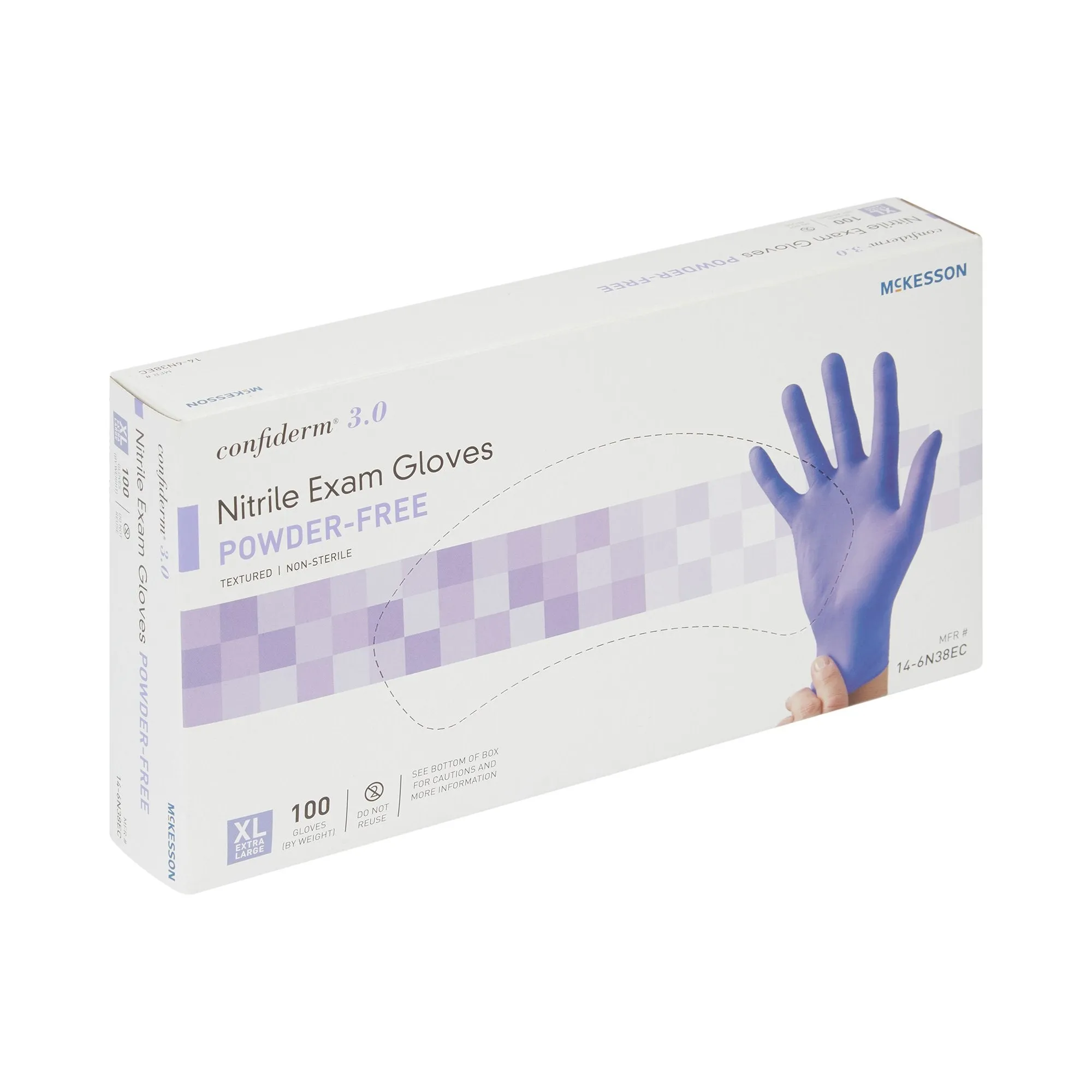 McKesson Confiderm® 3.0 Nitrile Exam Glove, Powder-Free, Extra Large, Blue