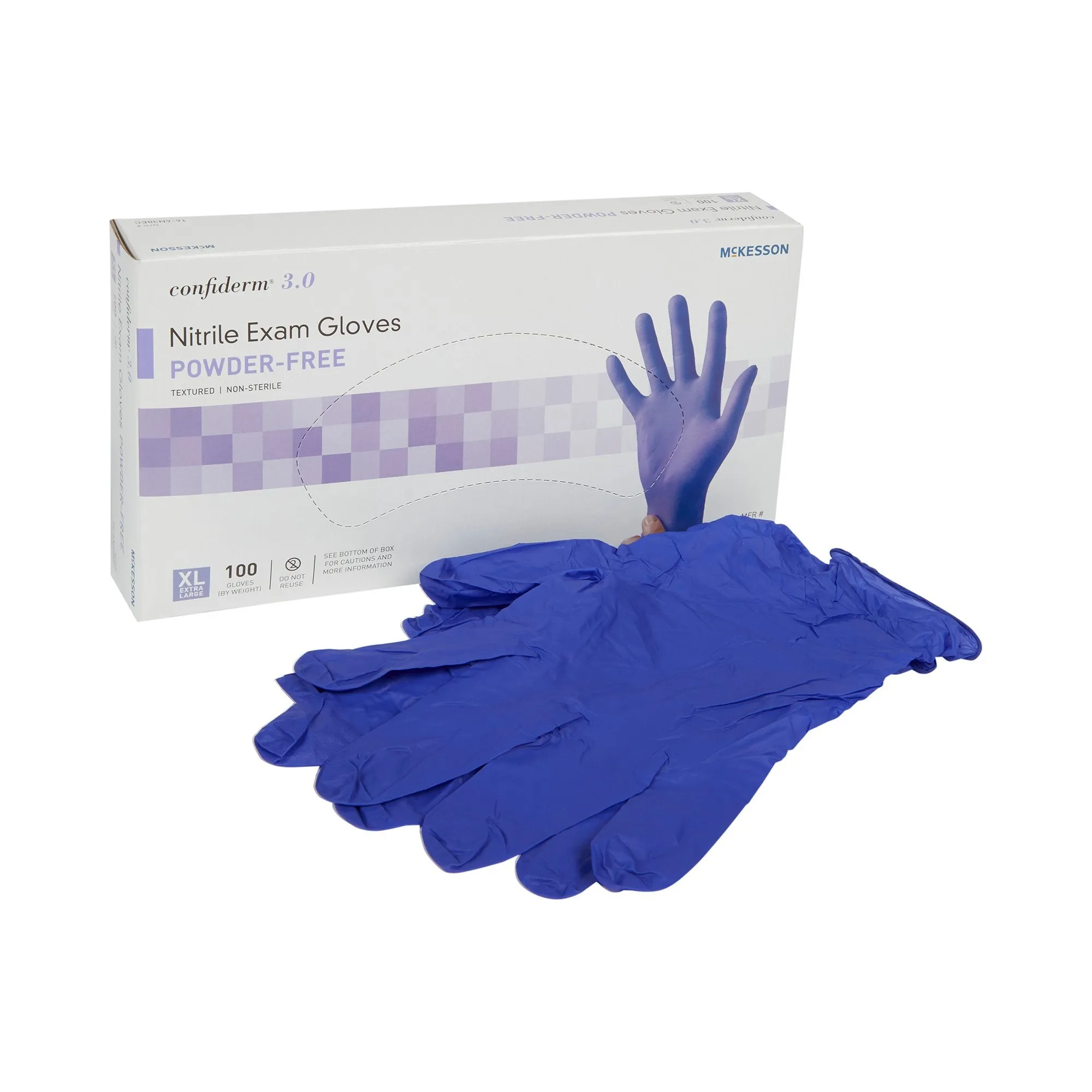 McKesson Confiderm® 3.0 Nitrile Exam Glove, Powder-Free, Extra Large, Blue