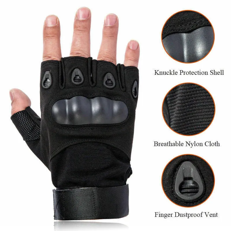 Men Hard Knuckle Fingerless Tactical Glove