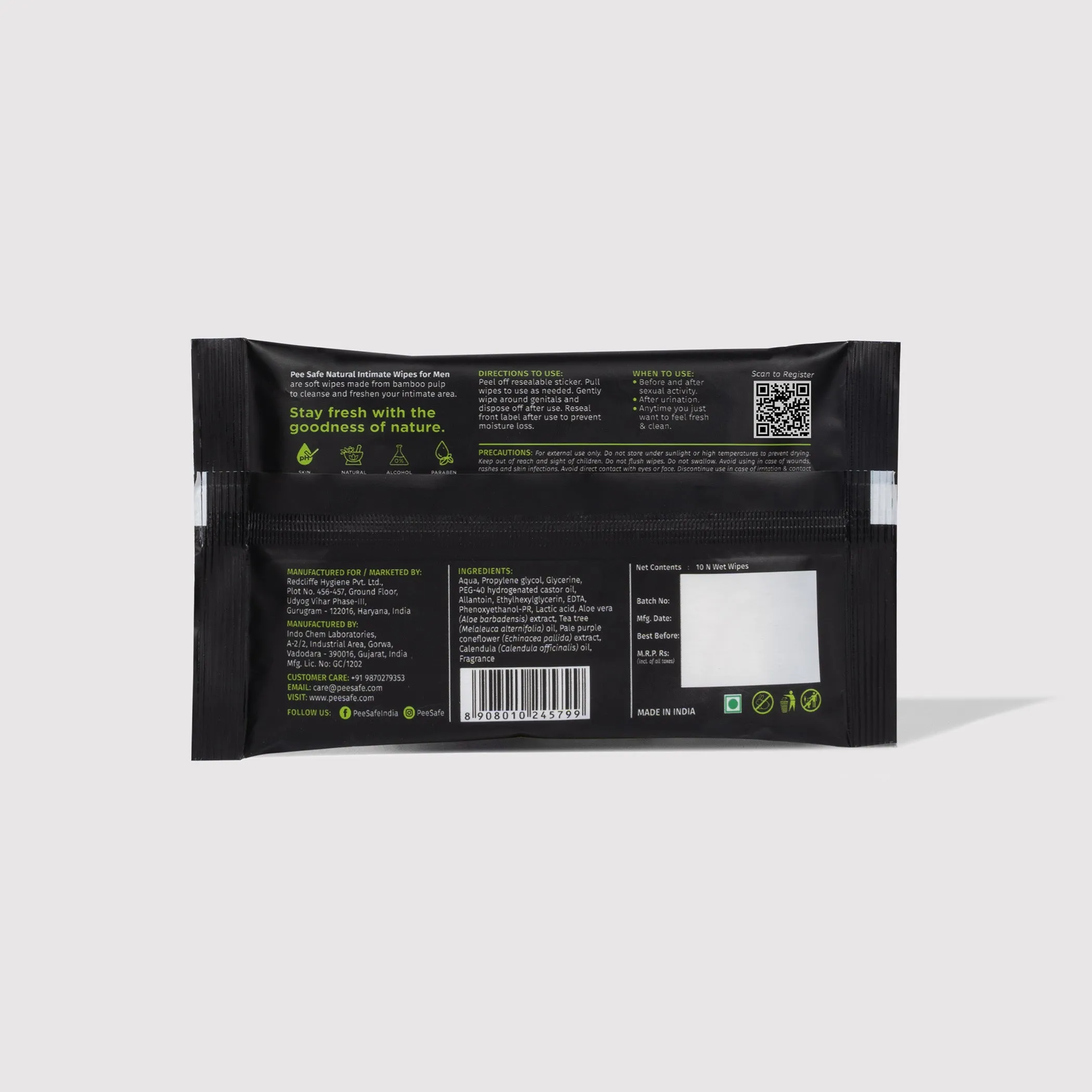 Natural Intimate Wipes For Men (40N) - BYOC