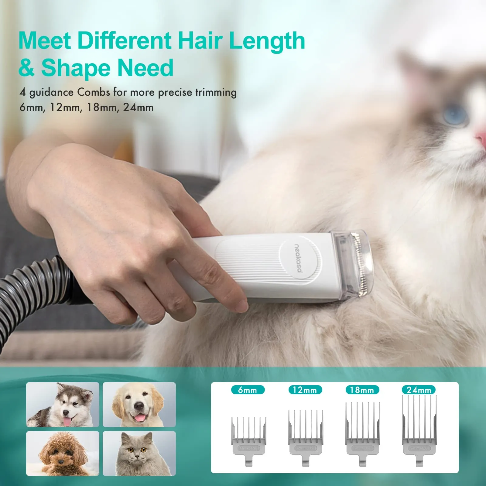 neabot Neakasa P1 Pro Pet Grooming Kit & Vacuum Suction 99% Pet Hair, Professional Clippers with 5 Proven Grooming Tools for Dogs Cats and Other Animals