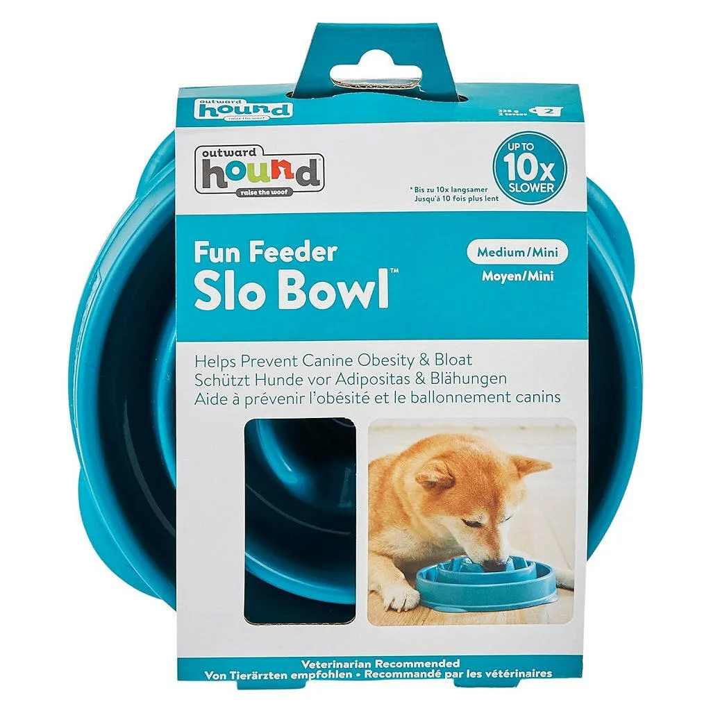 Outward Hound Fun Feeder Slo Bowl Slow Feeder Dog Bowl, Turquoise Drop