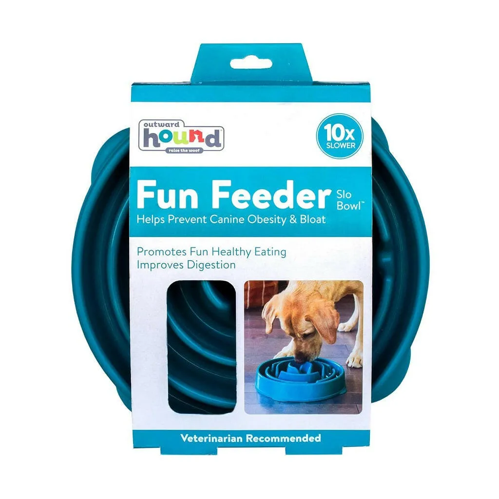 Outward Hound Fun Feeder Slo Bowl Slow Feeder Dog Bowl, Turquoise Drop