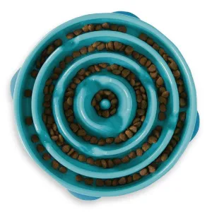 Outward Hound Fun Feeder Slo Bowl Slow Feeder Dog Bowl, Turquoise Drop