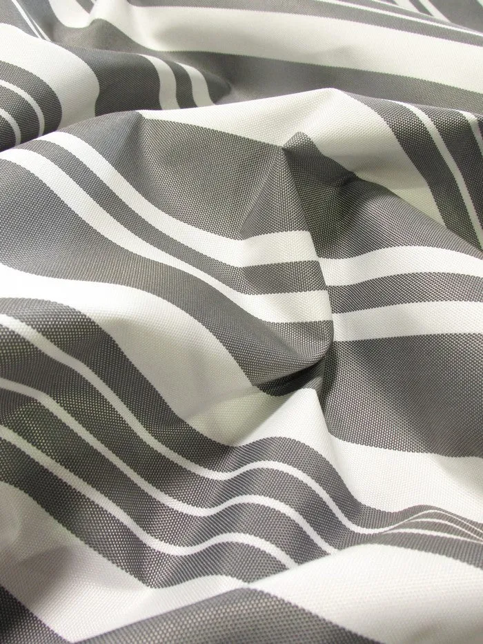 Oxford Stripe Outdoor Canvas Waterproof Fabric / Gray / Sold By The Yard