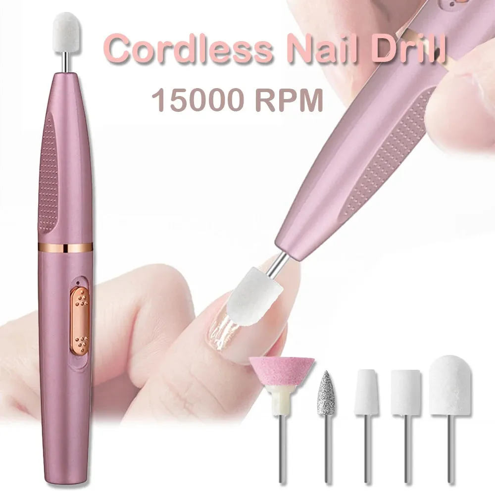 Professional Nail Drill Machine Milling Cutter Set Electric Manicure For Acrylic Gel Polish Rechargeable Nail Polish Remover