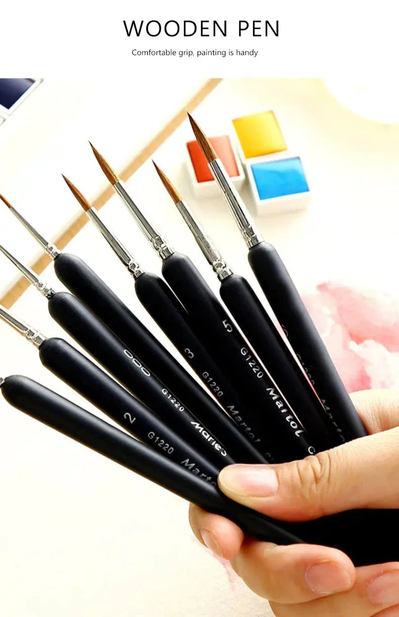 Set of 10 pointy Paint Brushes - Premium Quality Professional Paiting Brushes - Weasel Hair artist brush - Painting Art Supplies