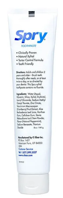 Spry Toothpaste Fluoride-Free Peppermint 5oz