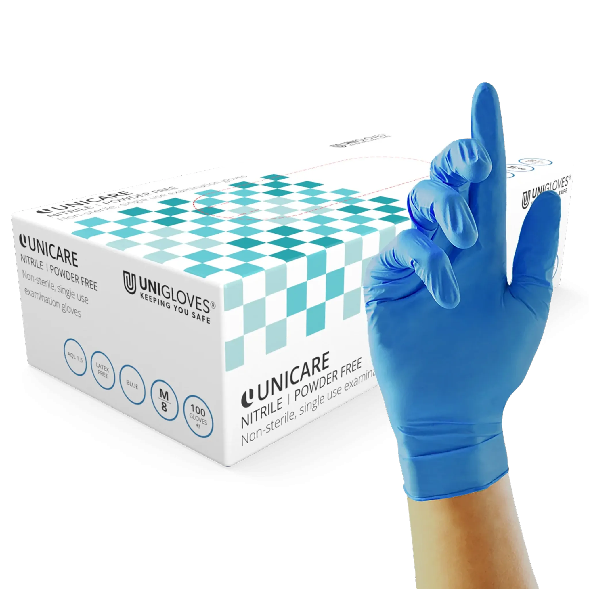 Unicare Blue Nitrile Examination Gloves