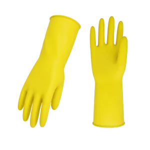 VGO 3/10 Pairs Reusable Household Cleaning Dishwashing Kitchen Glove, Long Sleeve, Household Gloves for Gardening and Painting (Yellow, HH4601)