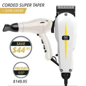 Wahl Corded Super Taper Clipper & White Supa Dryer Combo - September Promo!