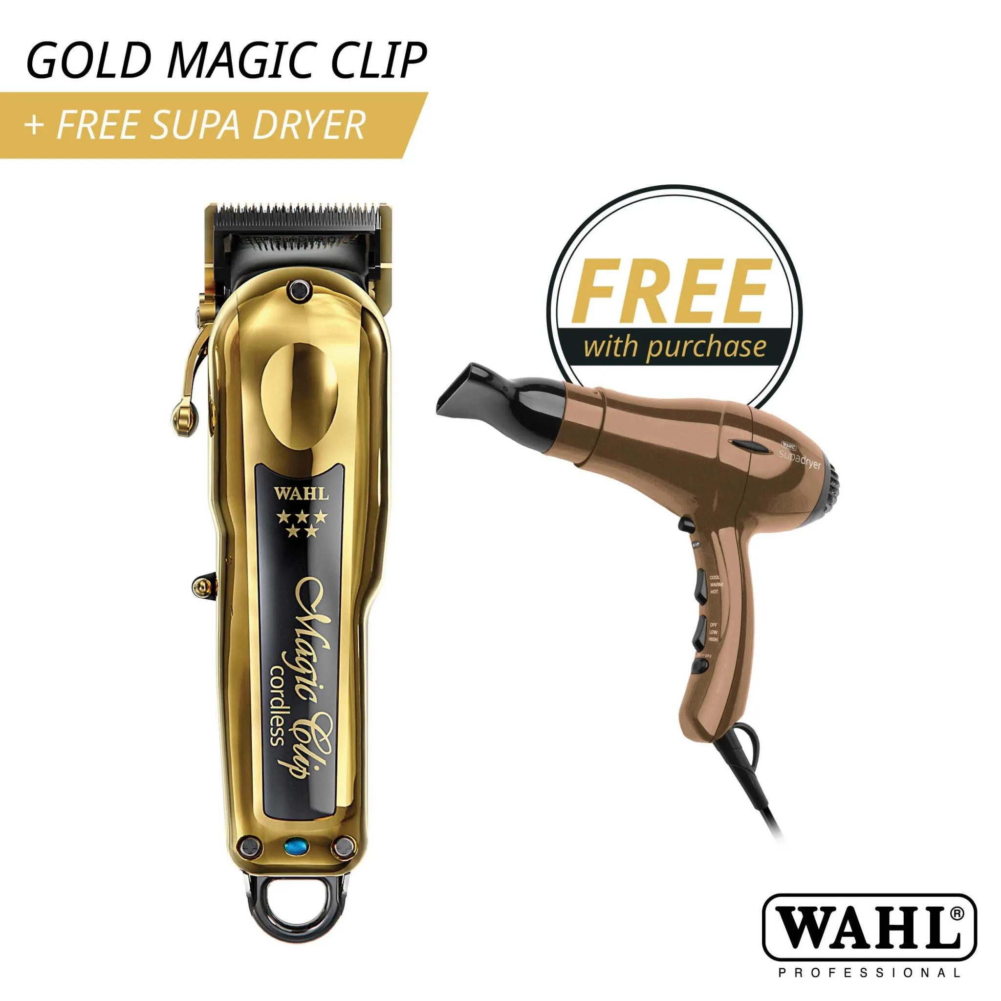 Wahl Cordless Gold Magic Clip   Copper Supa Dryer - July Promo!