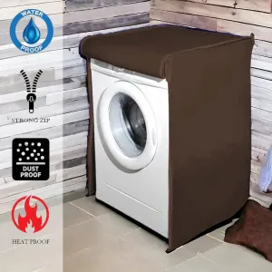 Waterproof Front Loaded Washing Machine Cover - Brown